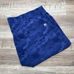 Peter Millar Men's Blue Camo Performance Golf Shorts 33 Stretch Mesh Pocket EUC